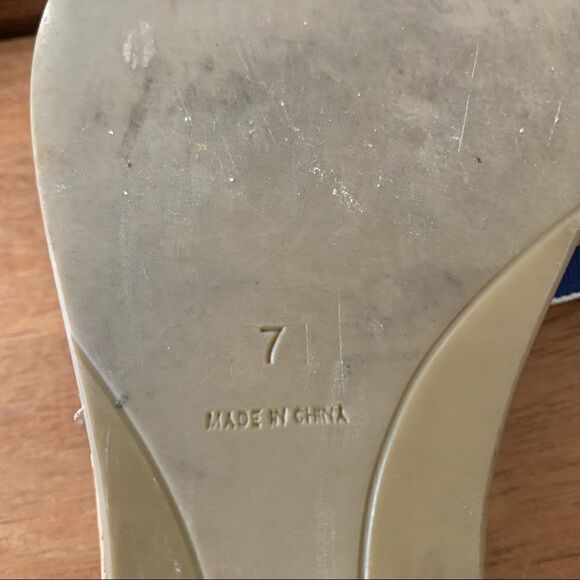 Talbots Pink/Blue Stripe Cork Preppy Wedge Sandals - Picture 4 of 8